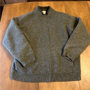 L.L. Bean Men's Charcoal wool lined Zip-Up Sweater/ jacket XXL grandpa vintage